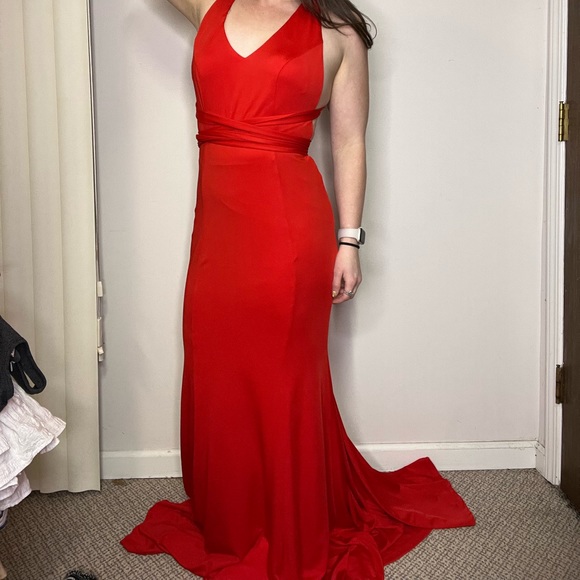 Harper + Lemon Red Even Gown New With Tags V-Neck Open Back Formal Dress - Picture 10 of 10